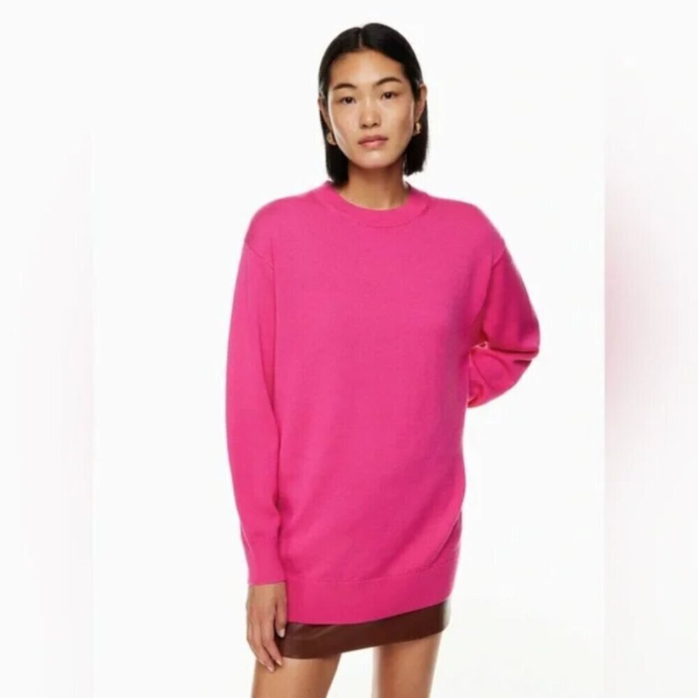 Aritzia Wilfred Merino Wool Endless Crew Neck Sweater Vital Pink Size Small